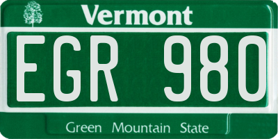 VT license plate EGR980