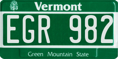 VT license plate EGR982
