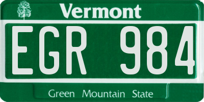 VT license plate EGR984