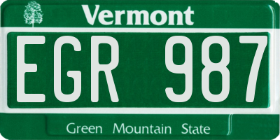 VT license plate EGR987