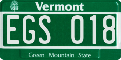 VT license plate EGS018