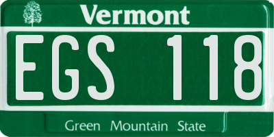 VT license plate EGS118