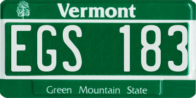 VT license plate EGS183