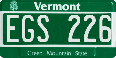 VT license plate EGS226