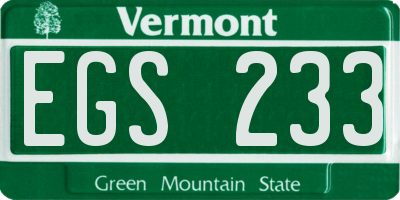 VT license plate EGS233
