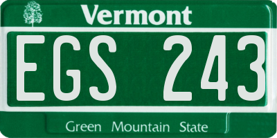 VT license plate EGS243