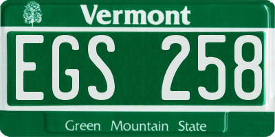 VT license plate EGS258