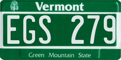 VT license plate EGS279