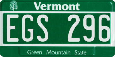VT license plate EGS296