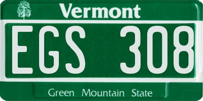 VT license plate EGS308