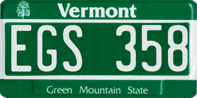 VT license plate EGS358