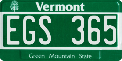 VT license plate EGS365