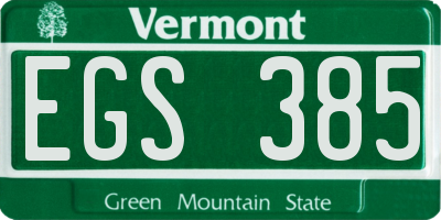 VT license plate EGS385