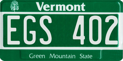 VT license plate EGS402