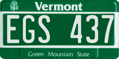 VT license plate EGS437