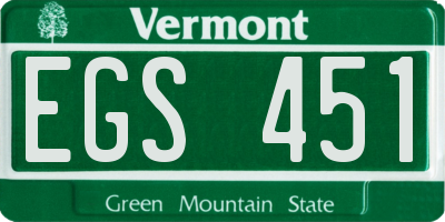 VT license plate EGS451