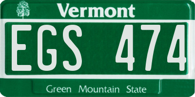 VT license plate EGS474