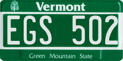 VT license plate EGS502