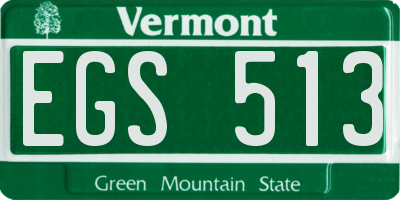 VT license plate EGS513