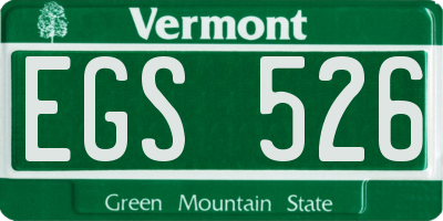 VT license plate EGS526