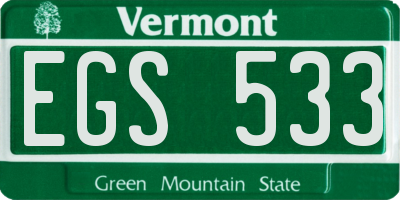 VT license plate EGS533