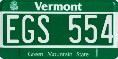 VT license plate EGS554