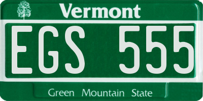 VT license plate EGS555
