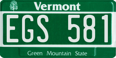 VT license plate EGS581