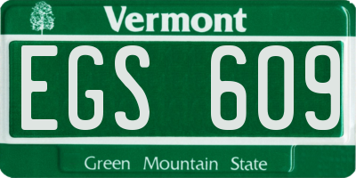 VT license plate EGS609
