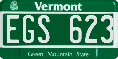VT license plate EGS623