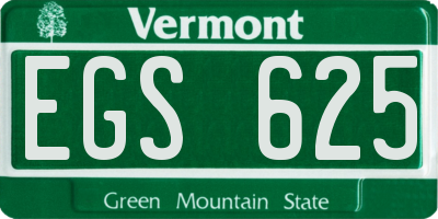 VT license plate EGS625