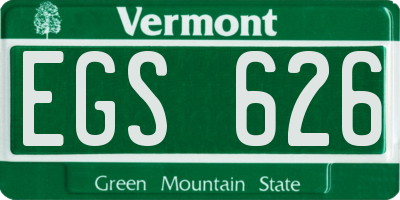 VT license plate EGS626