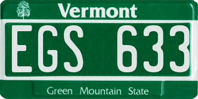 VT license plate EGS633