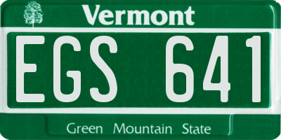 VT license plate EGS641