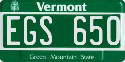 VT license plate EGS650