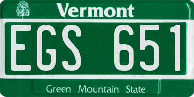 VT license plate EGS651
