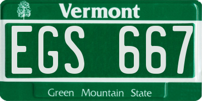 VT license plate EGS667
