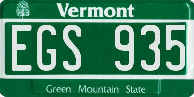 VT license plate EGS935