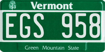 VT license plate EGS958