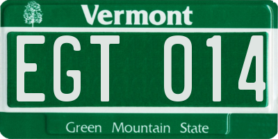 VT license plate EGT014