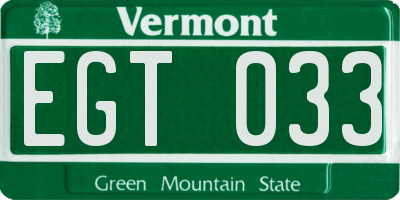 VT license plate EGT033