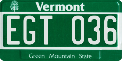 VT license plate EGT036
