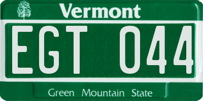 VT license plate EGT044