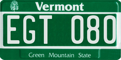 VT license plate EGT080
