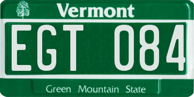 VT license plate EGT084