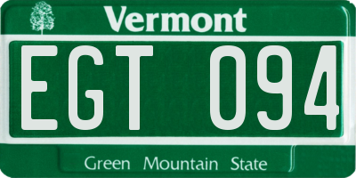 VT license plate EGT094