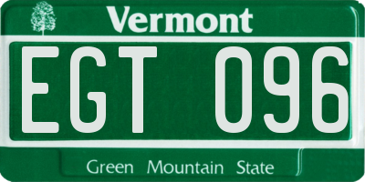 VT license plate EGT096