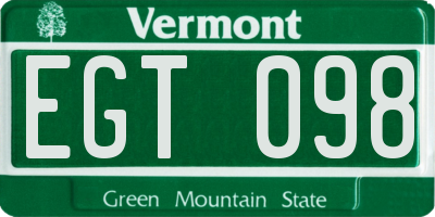 VT license plate EGT098