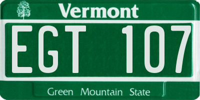 VT license plate EGT107