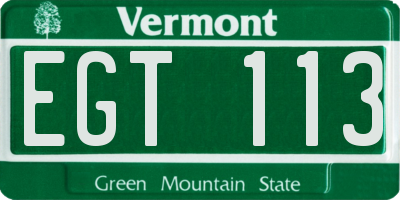 VT license plate EGT113